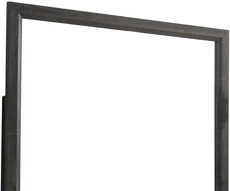 39 Inch Contemporary Wooden Frame Mirror, Gray Photo 2