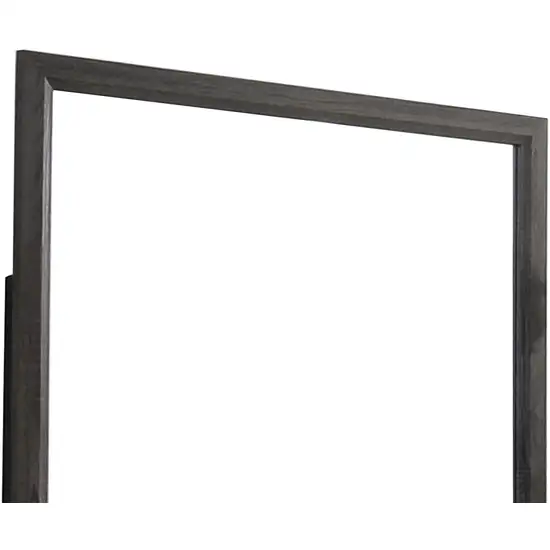 39 Inch Contemporary Wooden Frame Mirror, Gray Photo 2