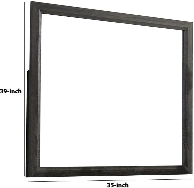 39 Inch Contemporary Wooden Frame Mirror, Gray Photo 5