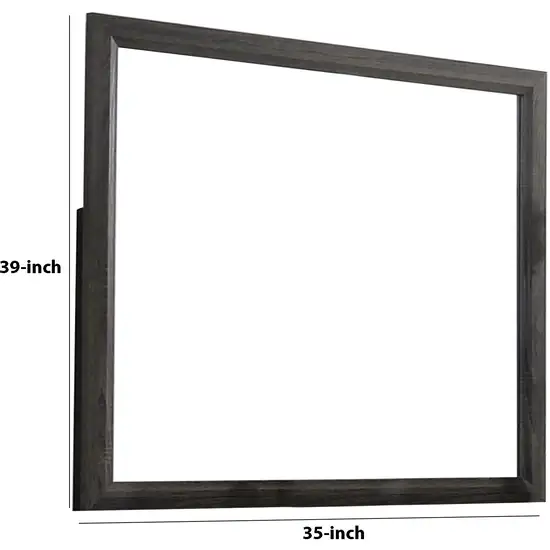 39 Inch Contemporary Wooden Frame Mirror, Gray Photo 5