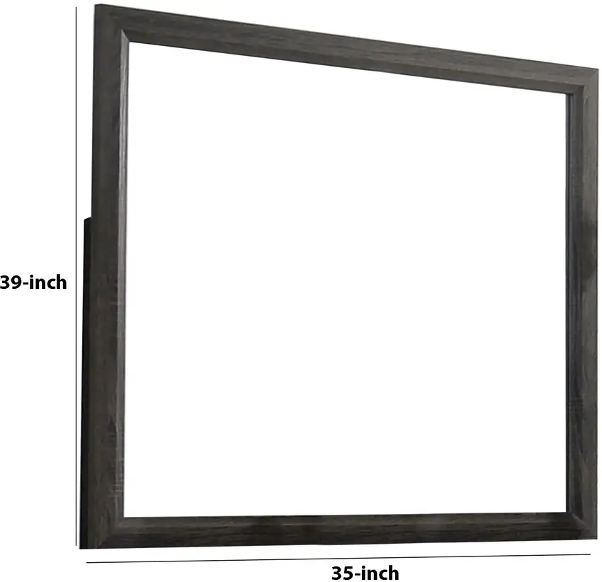 39 Inch Contemporary Wooden Frame Mirror, Gray Photo 5