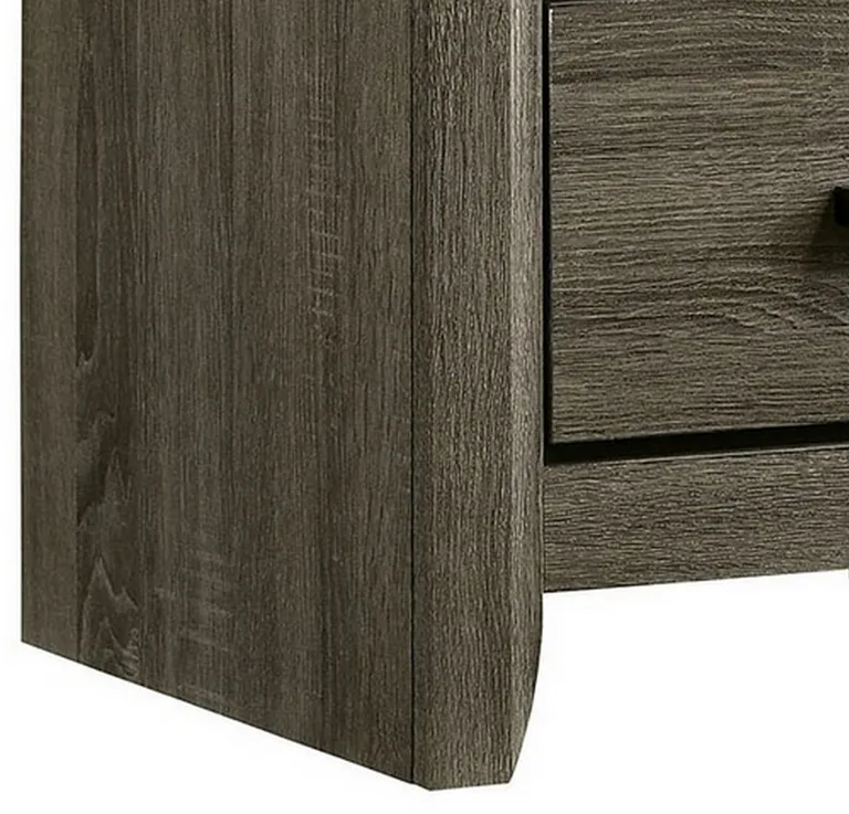24 Inch 2 Drawer Wooden Nightstand with Finger Pulls, Brown Photo 4