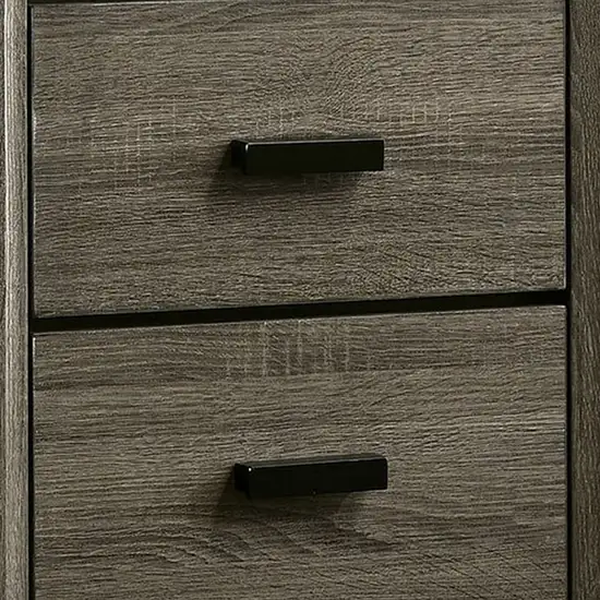 24 Inch 2 Drawer Wooden Nightstand with Finger Pulls, Brown Photo 3