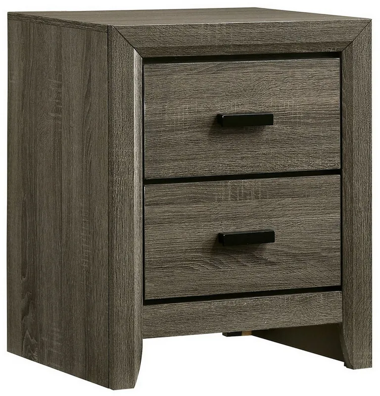 24 Inch 2 Drawer Wooden Nightstand with Finger Pulls, Brown Photo 1