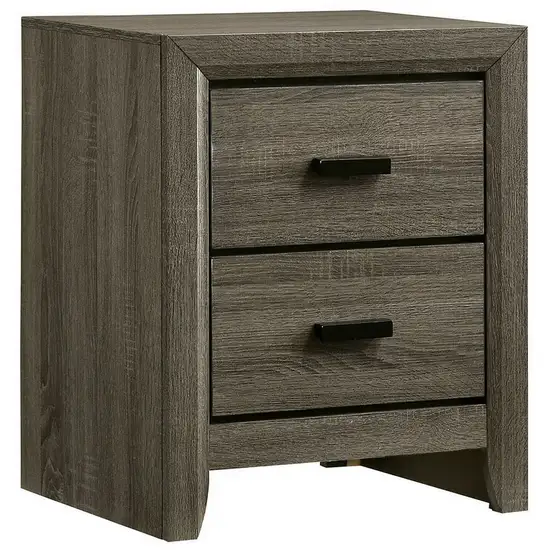 24 Inch 2 Drawer Wooden Nightstand with Finger Pulls, Brown Photo 1