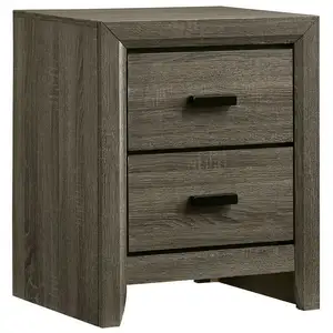 Photo of 24 Inch 2 Drawer Wooden Nightstand with Finger Pulls, Brown