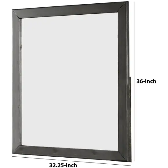 32 Inch Transitional Style Wooden Frame Mirror, Gray Photo 5