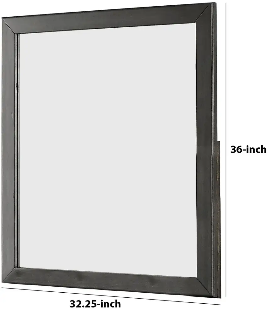 32 Inch Transitional Style Wooden Frame Mirror, Gray Photo 5