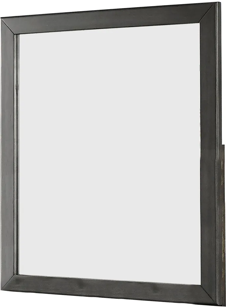 32 Inch Transitional Style Wooden Frame Mirror, Gray Photo 1