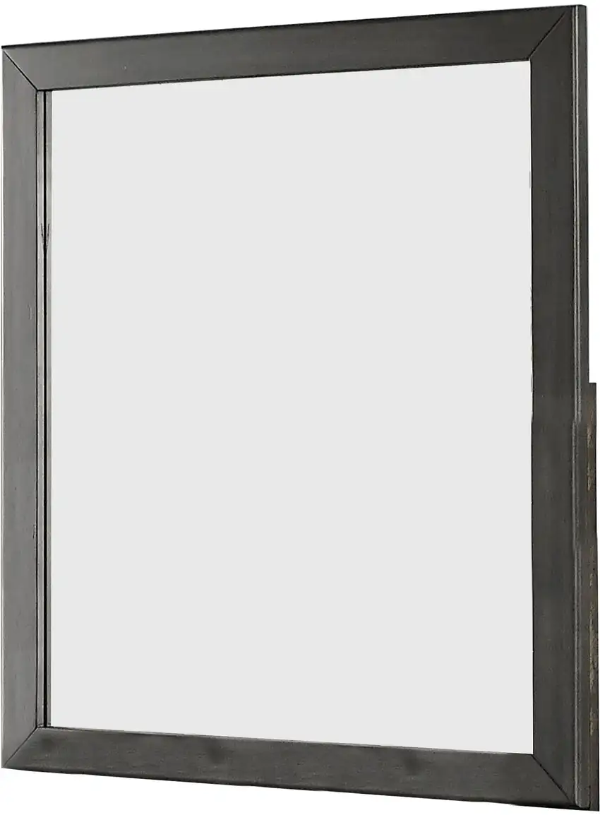 32 Inch Transitional Style Wooden Frame Mirror, Gray Photo 1