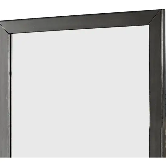 32 Inch Transitional Style Wooden Frame Mirror, Gray Photo 2