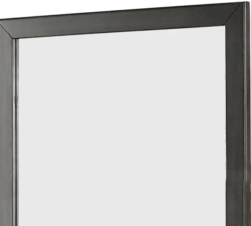 32 Inch Transitional Style Wooden Frame Mirror, Gray Photo 2