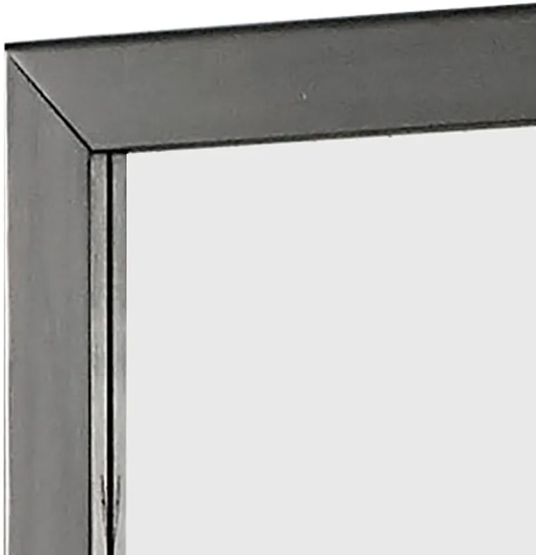 32 Inch Transitional Style Wooden Frame Mirror, Gray Photo 4