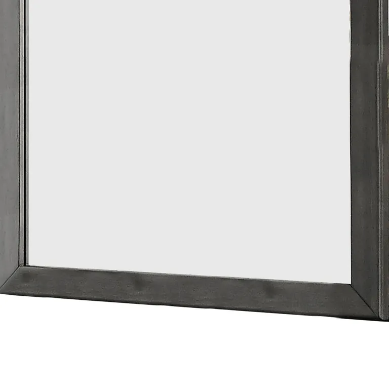 32 Inch Transitional Style Wooden Frame Mirror, Gray Photo 3