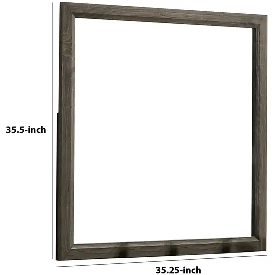 35 Inch Transitional Style Wooden Frame Mirror, Gray Photo 5