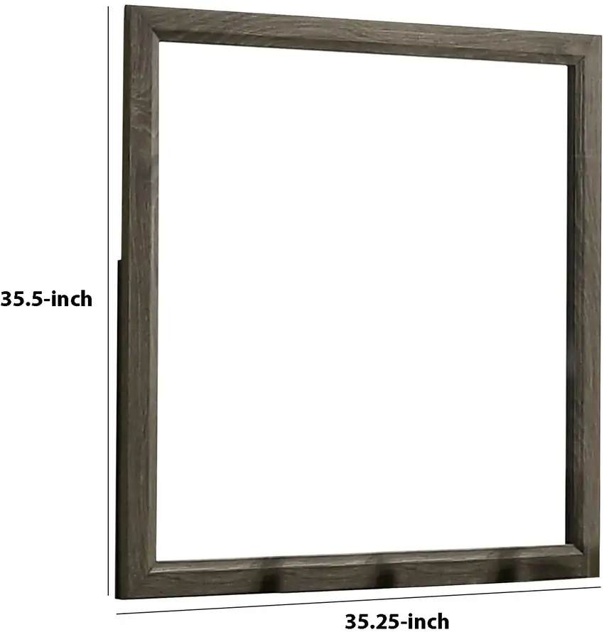 35 Inch Transitional Style Wooden Frame Mirror, Gray Photo 5