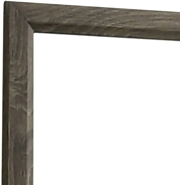 35 Inch Transitional Style Wooden Frame Mirror, Gray Photo 1
