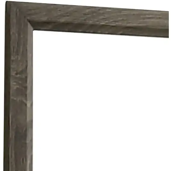 35 Inch Transitional Style Wooden Frame Mirror, Gray Photo 4