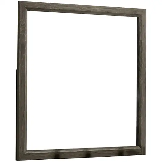 35 Inch Transitional Style Wooden Frame Mirror, Gray Photo 1