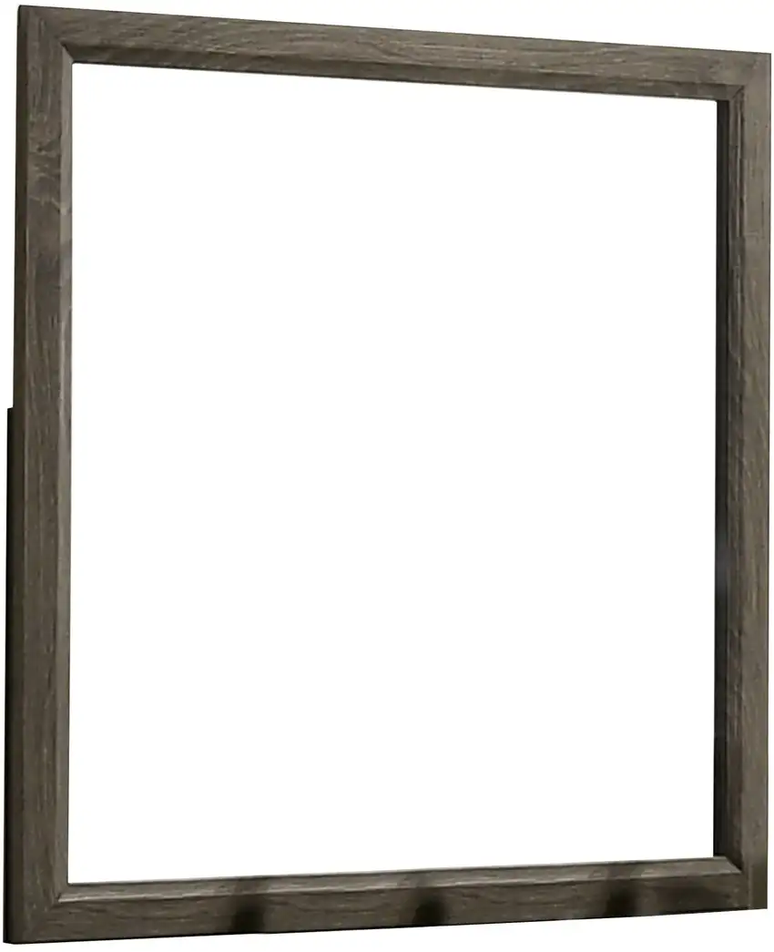 35 Inch Transitional Style Wooden Frame Mirror, Gray Photo 1