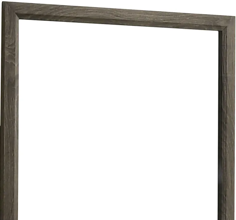35 Inch Transitional Style Wooden Frame Mirror, Gray Photo 4