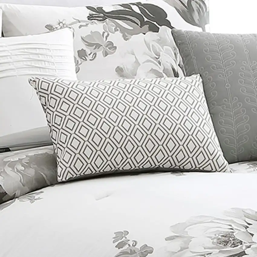 7 Piece Cotton King Comforter Set with Floral Print Photo 2
