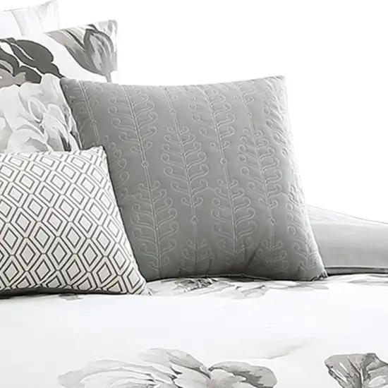 7 Piece Cotton Queen Comforter Set with Floral Print Photo 3
