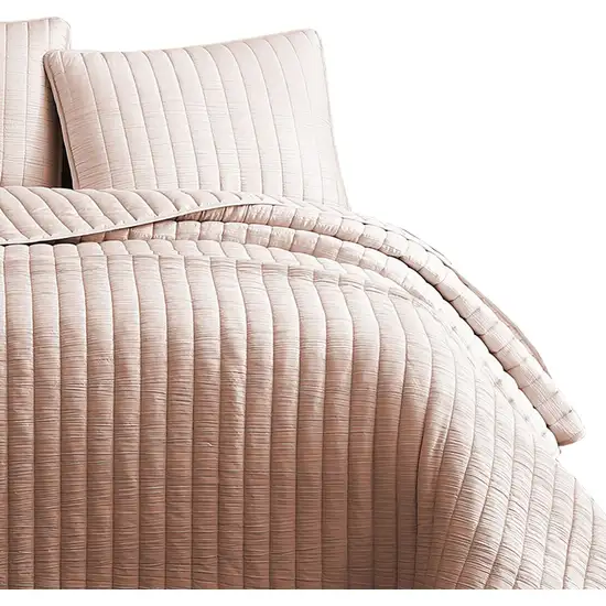 3 Piece Crinkles King Size Coverlet Set with Vertical Stitching Photo 4