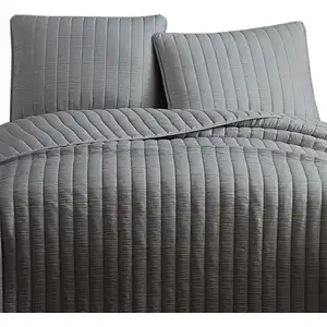 Photo of 3 Piece Crinkles King Size Coverlet Set with Vertical Stitching
