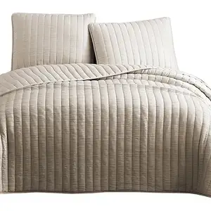Photo of 3 Piece Crinkles King Size Coverlet Set with Vertical Stitching