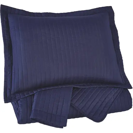 3 Piece Fabric King Coverlet Set with Vertical Channel Stitching Photo 1