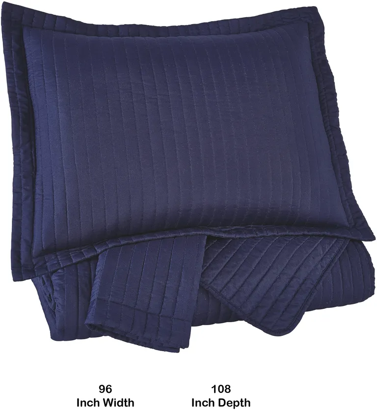 3 Piece Fabric King Coverlet Set with Vertical Channel Stitching Photo 5