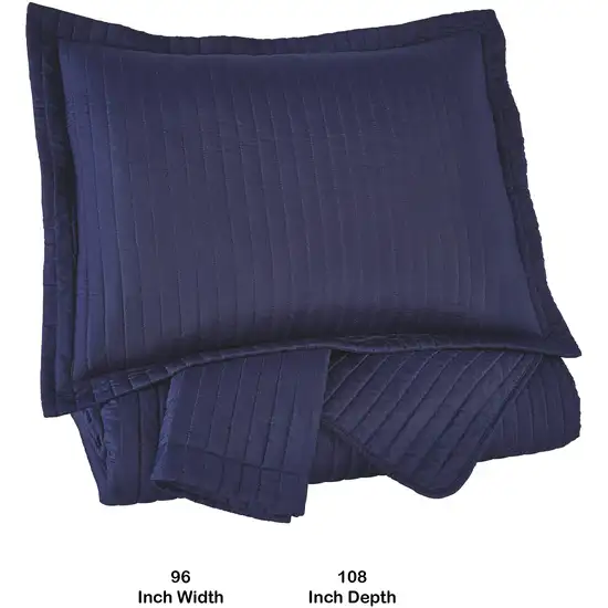3 Piece Fabric King Coverlet Set with Vertical Channel Stitching Photo 5