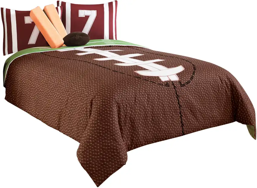 6 Piece Full Comforter Set with Football Field Print Photo 4