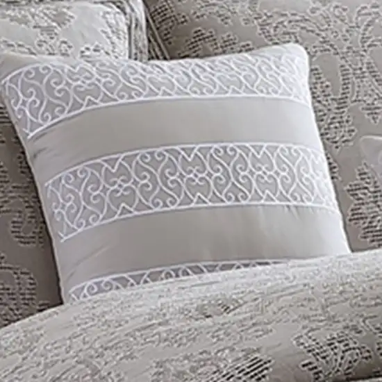 10 Piece King Cotton Comforter Set with Textured Floral Print Photo 5