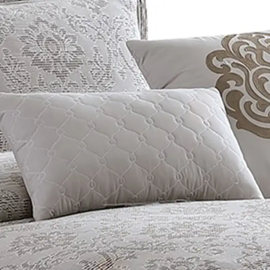 10 Piece King Cotton Comforter Set with Textured Floral Print Photo 3