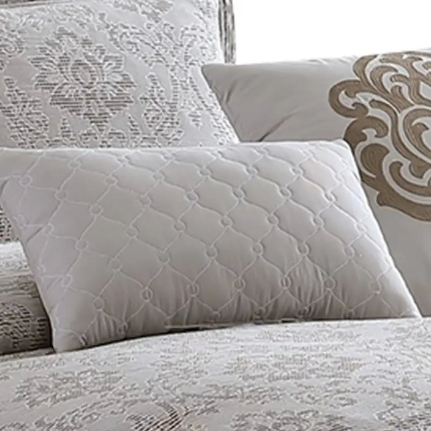 10 Piece King Cotton Comforter Set with Textured Floral Print Photo 3
