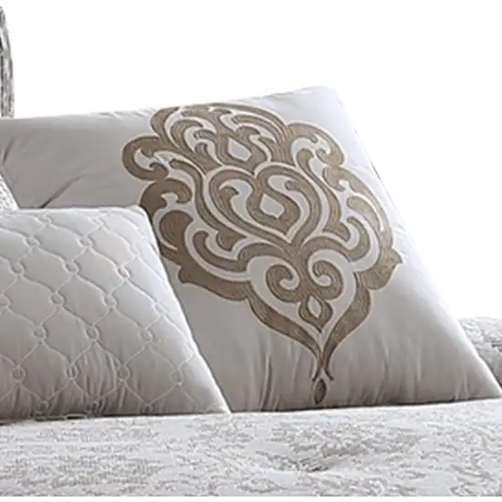 10 Piece King Cotton Comforter Set with Textured Floral Print Photo 4