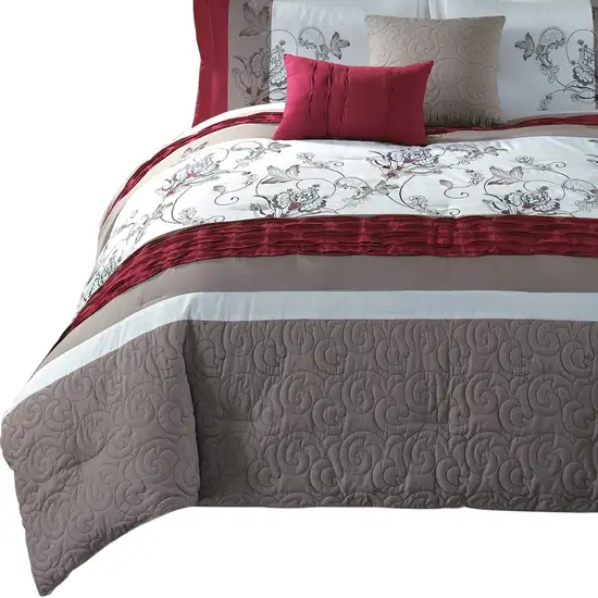 8 Piece King Polyester Comforter Set with Floral Print Photo 2