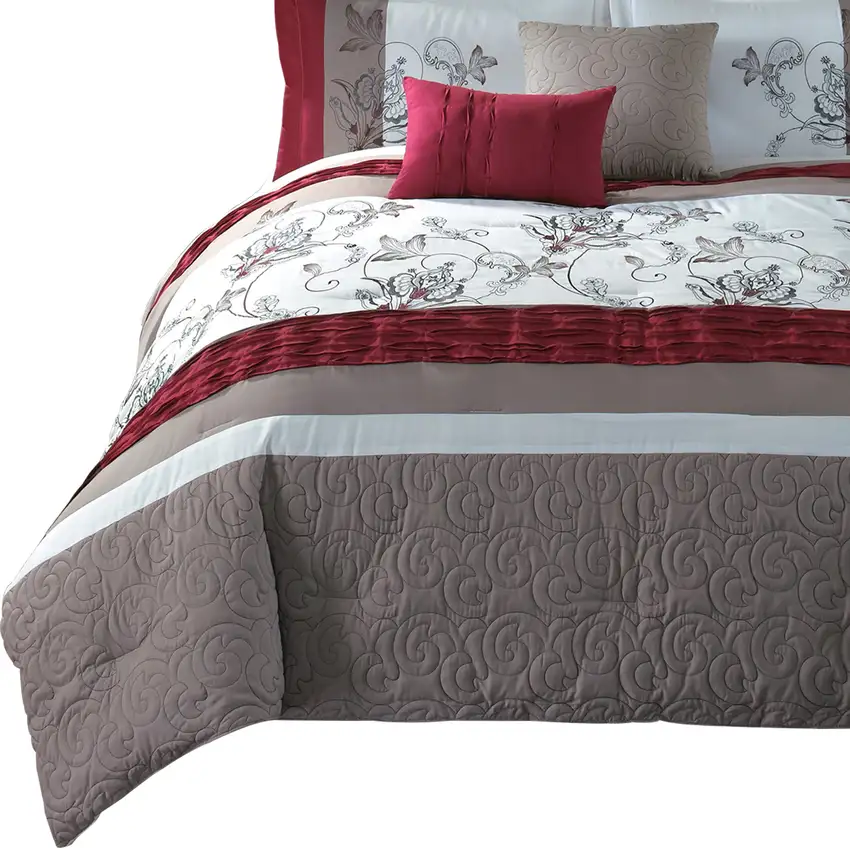 8 Piece King Polyester Comforter Set with Floral Print Photo 2