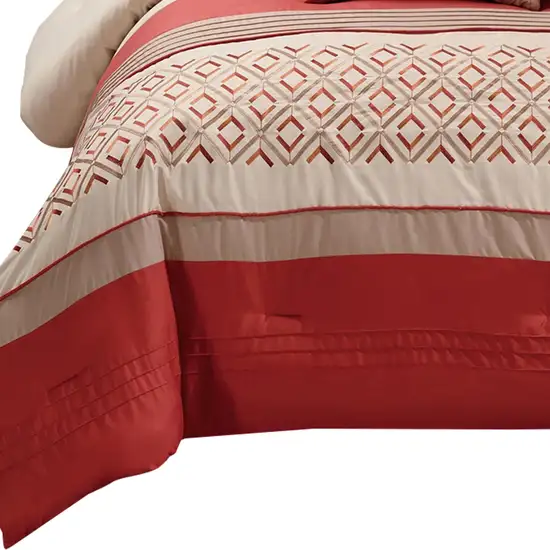 8 Piece King Polyester Comforter Set with Geometric Embroidery Photo 2