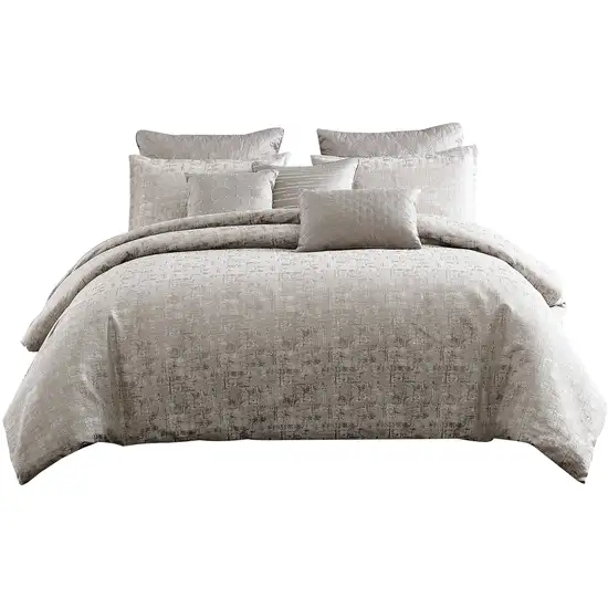 10 Piece King Polyester Comforter Set with Jacquard Print Photo 1