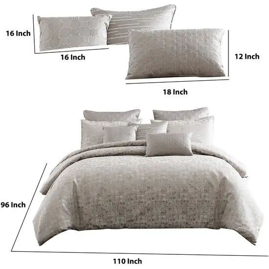 10 Piece King Polyester Comforter Set with Jacquard Print Photo 5