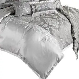 Photo of 12 Piece King Polyester Comforter Set with Medallion Print, Platinum