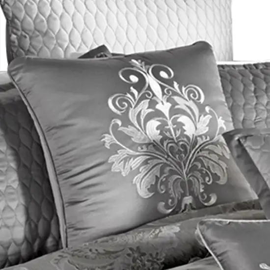 12 Piece King Polyester Comforter Set with Medallion Print, Platinum Photo 4