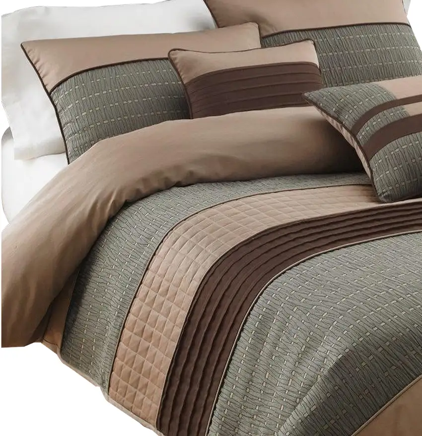 7 Piece King Polyester Comforter Set with Pleats and Texture Photo 2