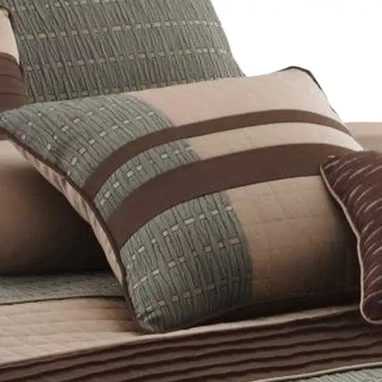 7 Piece King Polyester Comforter Set with Pleats and Texture Photo 3