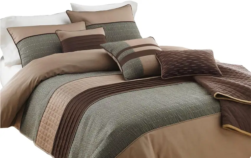 7 Piece King Polyester Comforter Set with Pleats and Texture Photo 1