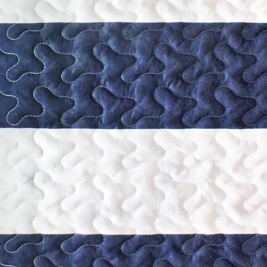 2 Piece Nautical Stripped/Anchors Reversible Microfiber Quilt Set Navy, Twin Photo 3