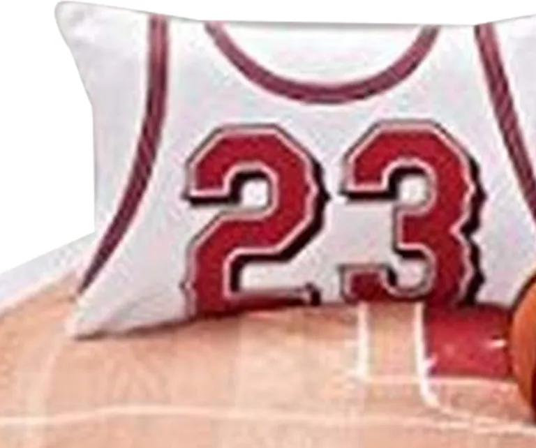 3 Piece Polyester Twin Comforter Set with Basketball Court Print, Multicolor Photo 4